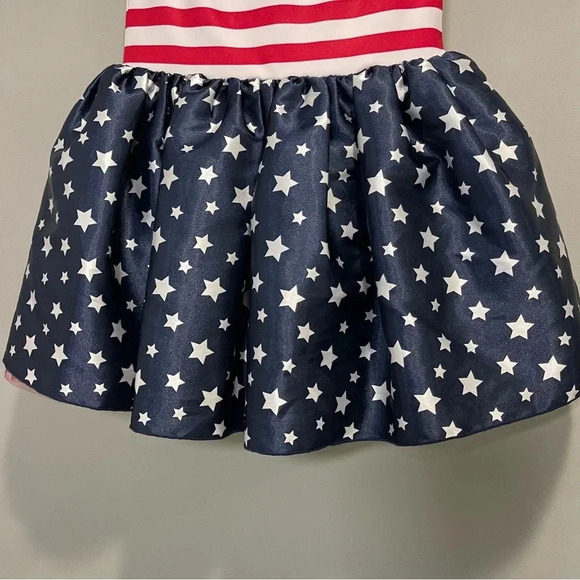 GIRLS GYMBOREE RED, WHITE, BLUE STARS AND STRIPES DRESS WITH CRENLIN SIZE S 5-6 - Picture 5 of 10
